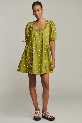 Damson Madder Meri Puff-Sleeve Mini Dress | Anthropologie (US)