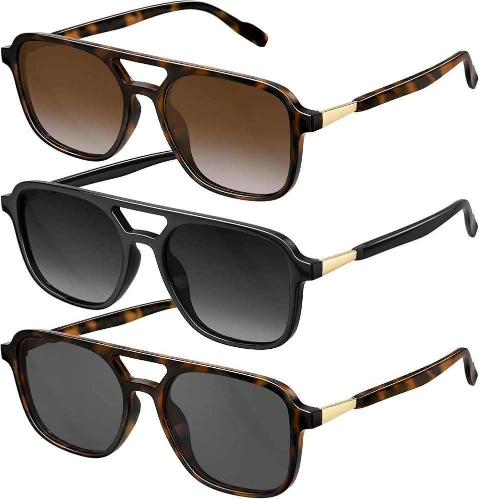 Retro Aviator Sunglasses for Women Men:Polarized Trendy Vintage 70s Rectangle Womens Shades Sun G... | Amazon (US)