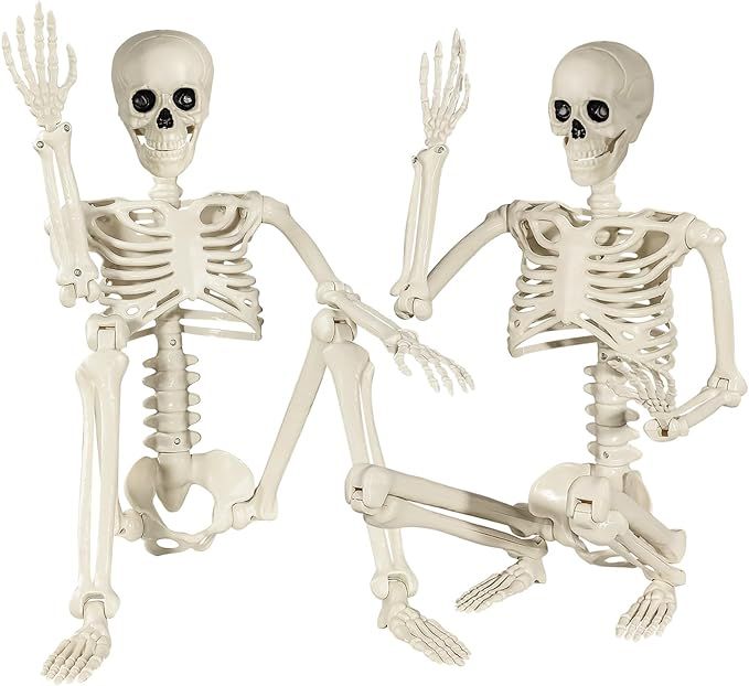 2Pack Halloween Skeleton Decorations, 3Ft Full Body Life Size Human Skeleton with Posable Joints,... | Amazon (US)