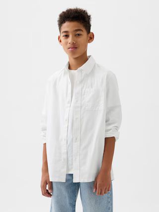 Kids Linen-Cotton Oxford Shirt | Gap (US)