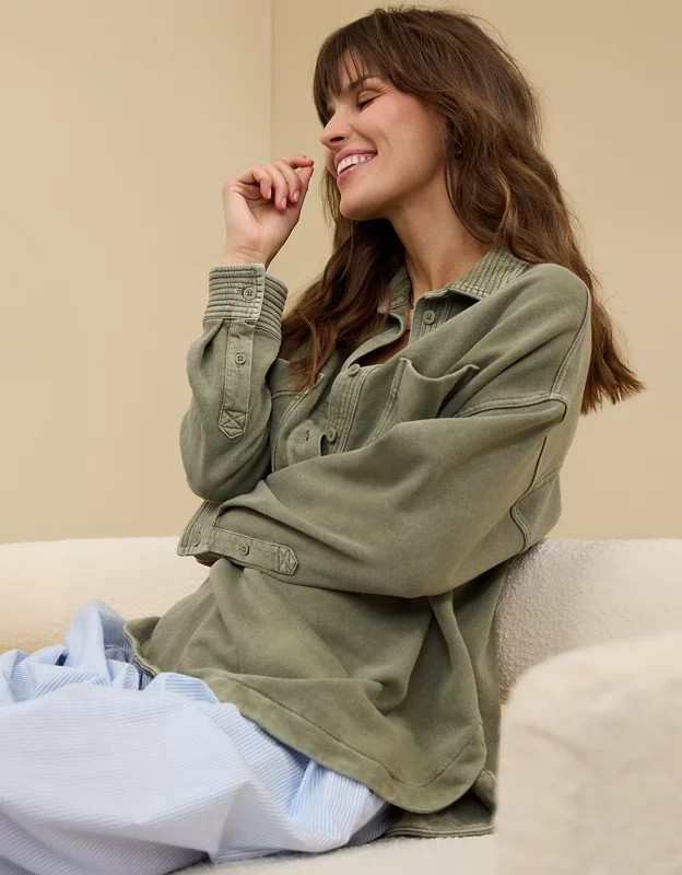Aerie Popover Polo Sweatshirt | Aerie
