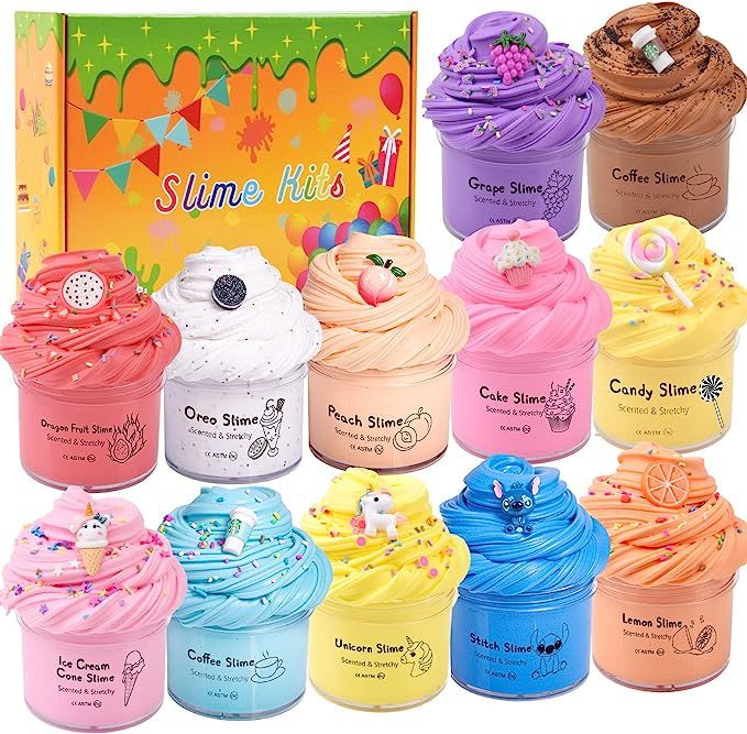 Slime Kit for Girls Boys 12 Pack DIY Butter Scented Slime,Super Soft and Non-Sticky,with O-REO,Le... | Amazon (US)