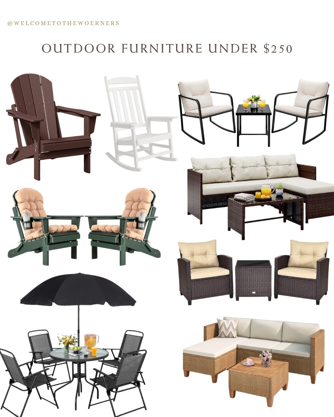 Outdoor furniture on sale for under $250, a lot of it on sale for under $200! 

#LTKFindsUnder100 #LTKHome #LTKSaleAlert