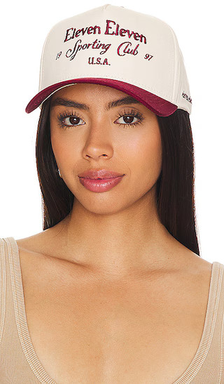 Sporting Club Script Cap in Beige & Maroon | Revolve Clothing (Global)