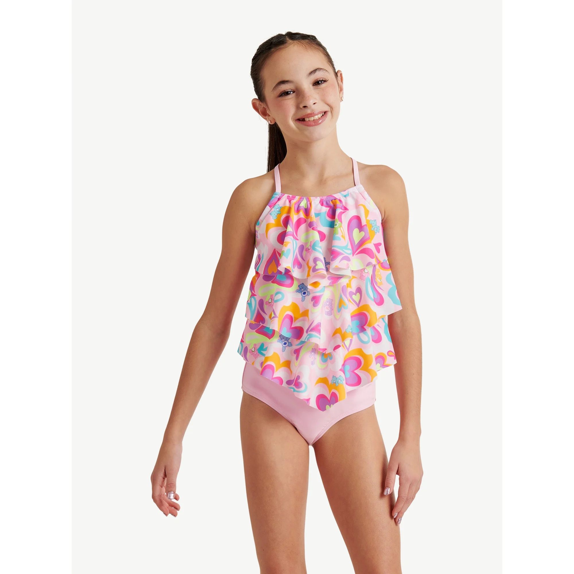 Justice Care Bears 2-Piece Layered Tankini Swimsuit, Sizes 5-18 | Walmart (US)