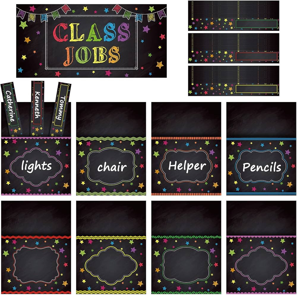 75 Pieces Class Jobs Bulletin Board Colorful Class Jobs Pocket Chart Set Teacher's Helper Chalkbo... | Amazon (US)