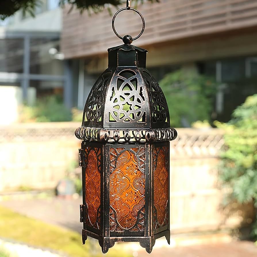 NEEDOMO Moroccan Lantern Decorative Indoor, 12.8'' Christmas Metal Candle Holder Hanging Lantern ... | Amazon (US)