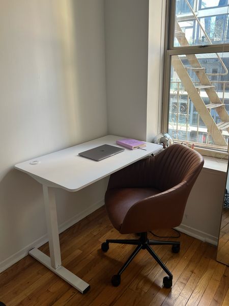 Standing desk, working desk, white desk, desk chair, comfy desk chair, home decor, apartment decor, decor for home, new apartment, apartment furniture 

#LTKFind #LTKhome #LTKSale