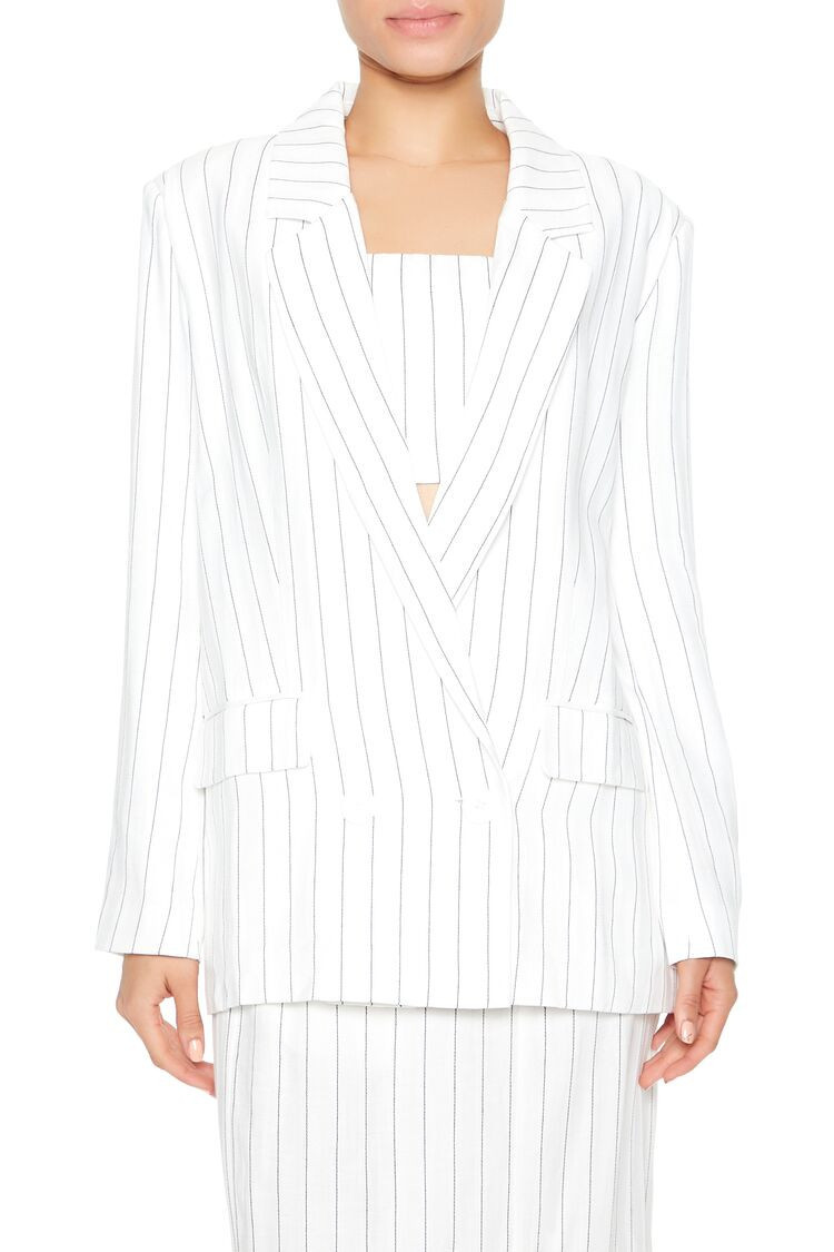 Notched Pinstriped Blazer | Forever 21