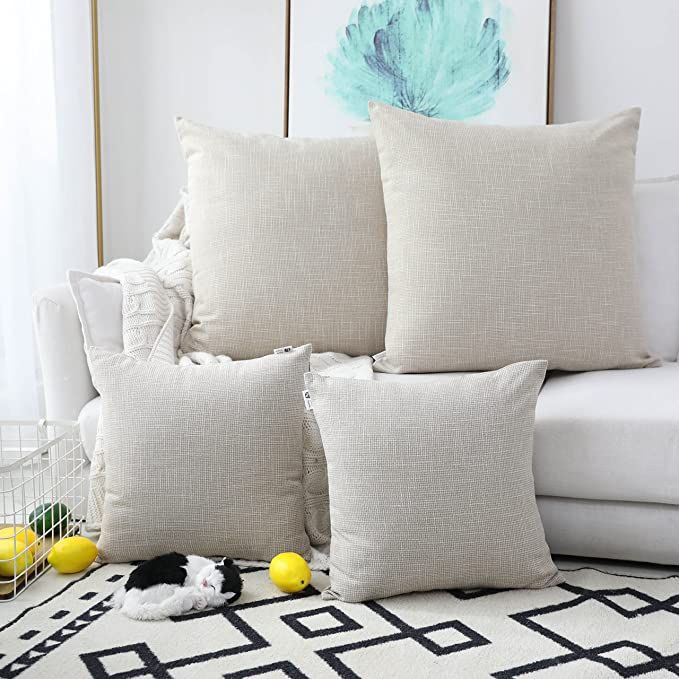Kevin Textile 2 Pcs Simple Linen Pillow Covers Nordic Stars Soft Cushion Case with Hidden Zipper,... | Amazon (US)