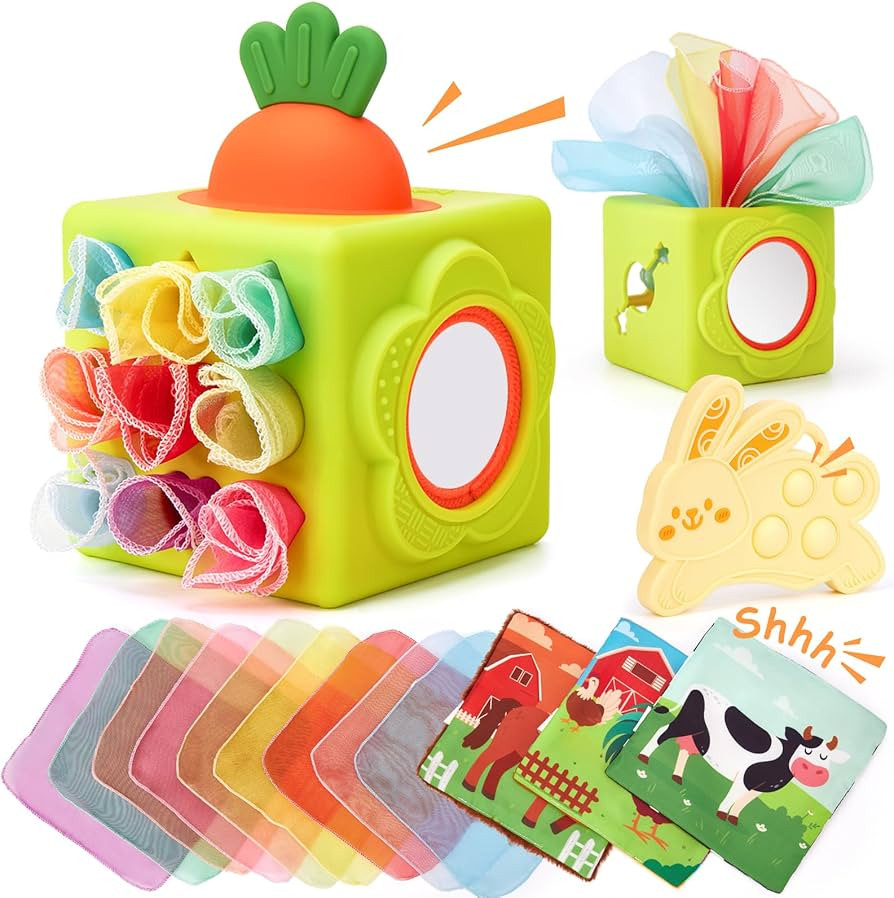 hahaland Baby Tissue Box Toy - Silicone Baby Toys 6-12 Months Montessori Toys for 6 Month Old, 6-... | Amazon (US)