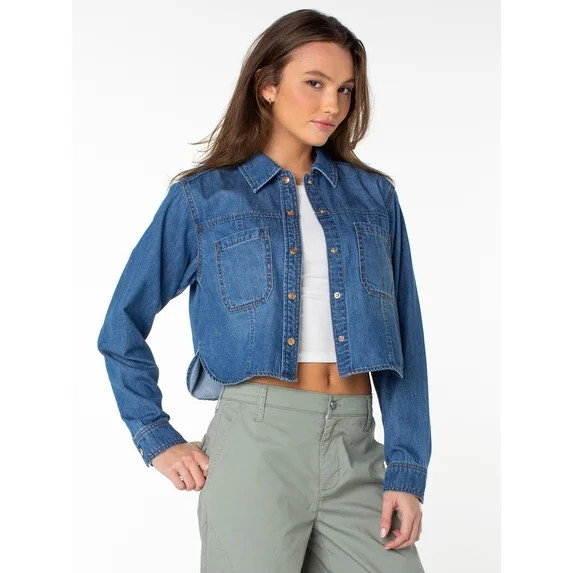Celebrity Pink Women's and Women's Plus Hi Low Button Down Denim Top, Sizes XS-4X | Walmart (US)