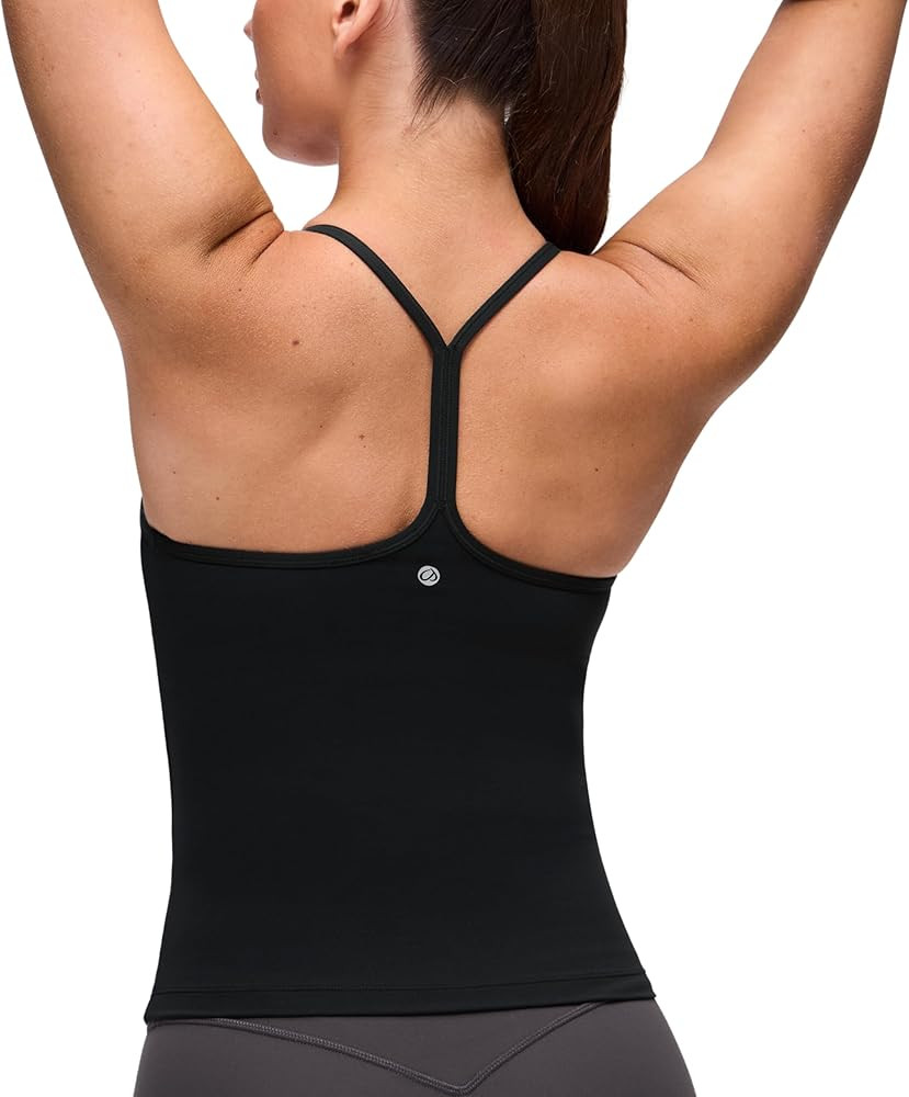 CRZ YOGA Butterluxe Racerback Tank Tops for Women - Scoop Neck Spaghetti Strap Padded Workout Cam... | Amazon (US)