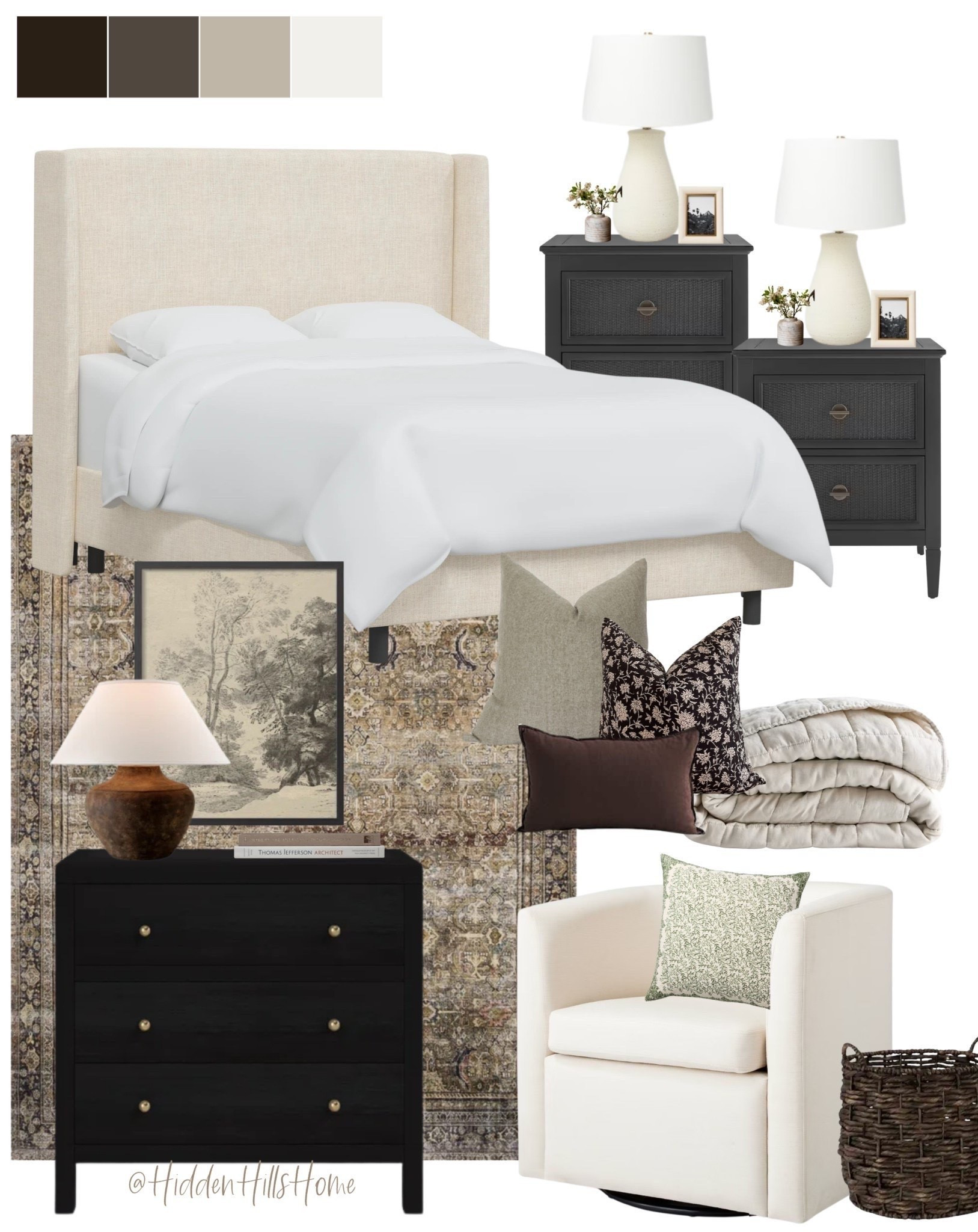 Cozy and moody bedroom decor! Bedroom mood board, Tilly bed on sale, bedroom inspiration, affordable nightstands, home decor ideas, rug, bedroom design, bedding, my guest bedroom design, affordable home inspo #bedroom

L

#LTKHome #LTKSaleAlert #LTKSeasonal