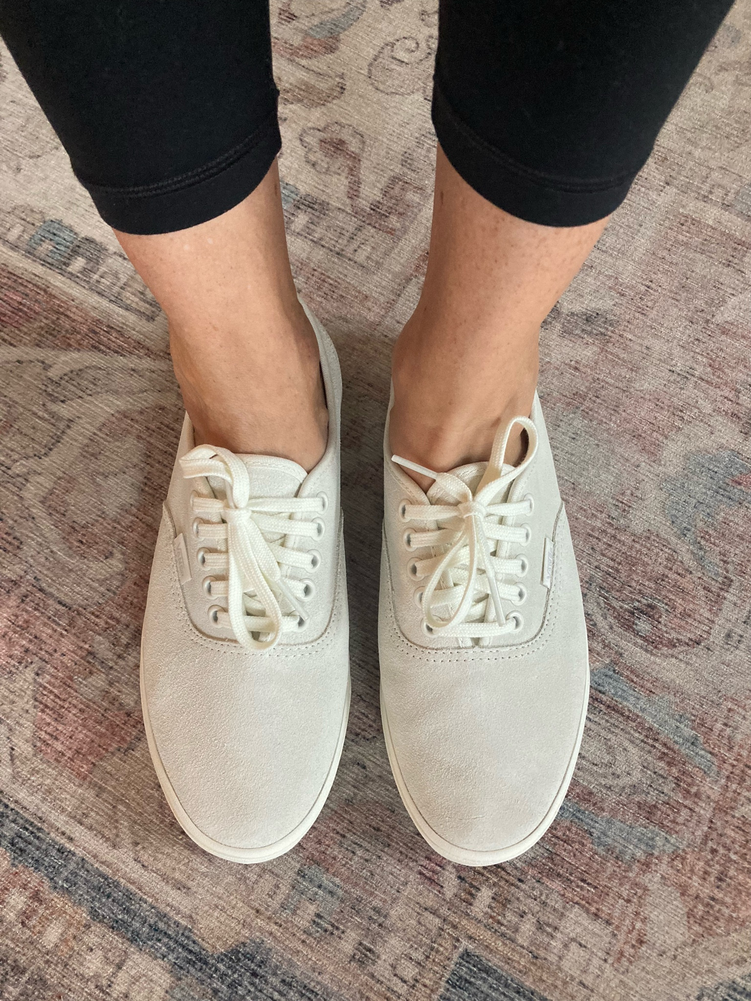 I love these ivory low profile Vans because they make my feet look petite, especially when I pair them with a dress in the cooler months. They are so comfortable, a suede material which keep my feet warmer, and I love the neutral color because it pairs with so much. I got my normal size.

#LTKFindsUnder100 #LTKStyleTip #LTKOver40