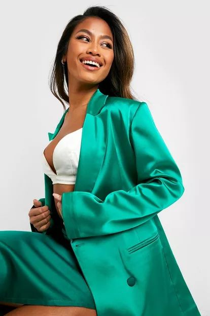 Premium Satin Double Breasted Blazer | Boohoo.com (US & CA)