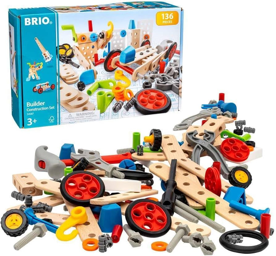 BRIO Builder 34587 Construction Set - 136-Piece STEM Toy with Wood and Plastic for Kids | Enhance... | Amazon (US)