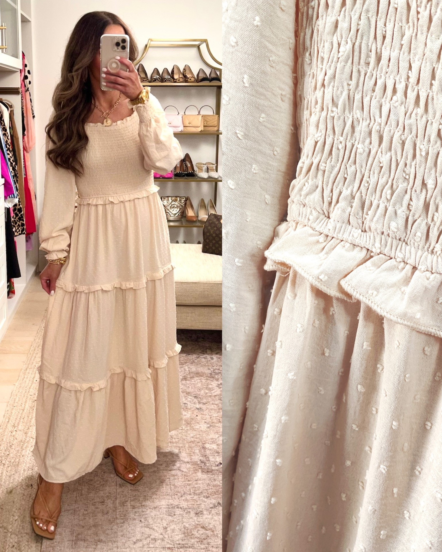 Love this Swiss dot maxi dress from Walmart! Wearing size S. Comes in tons of colors too!