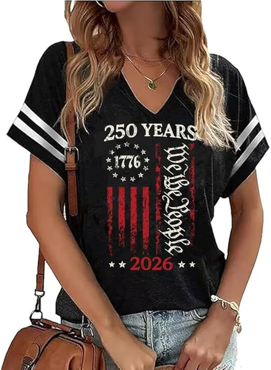 American Flag Shirts Women 4th of July V-Neck Short Sleeve Patriotic T-Shirt Memorial Day Graphic... | Amazon (US)