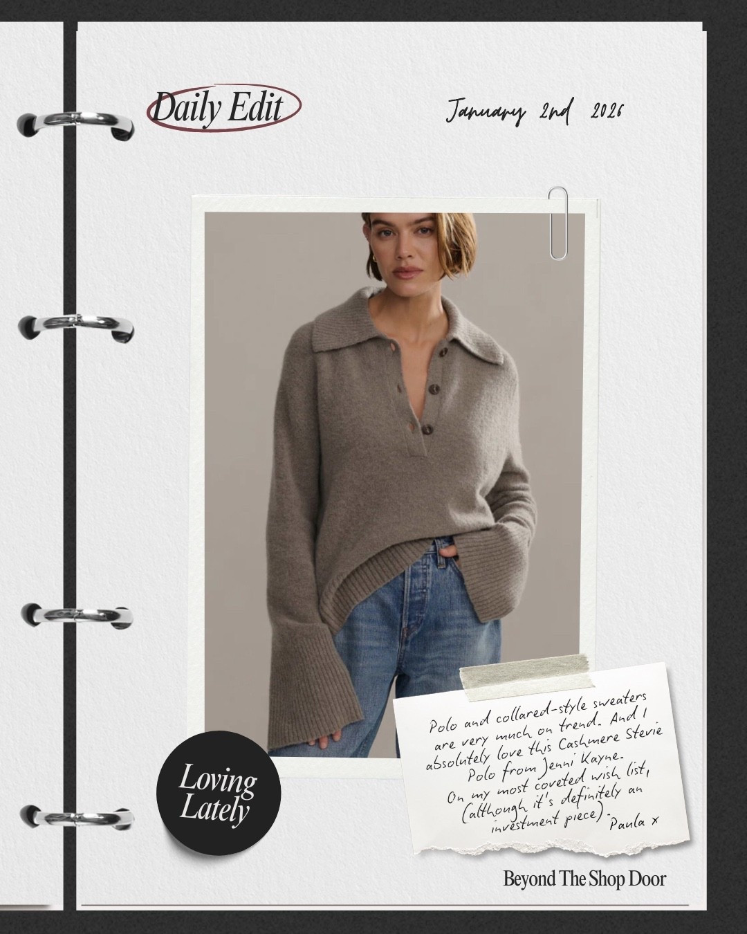 Daily Edit | Loving Lately from Jenni Kayne

Polo and collared-style sweaters are very much on trend. And I absolutely love this Cashmere Stevie Polo from Jenni Kayne.

On my most coveted wish list, (although it's definitely an investment piece).

I’ve also included my wish list of Jenni Kayne sweaters and what I’d pair them with.



#LTKOver40