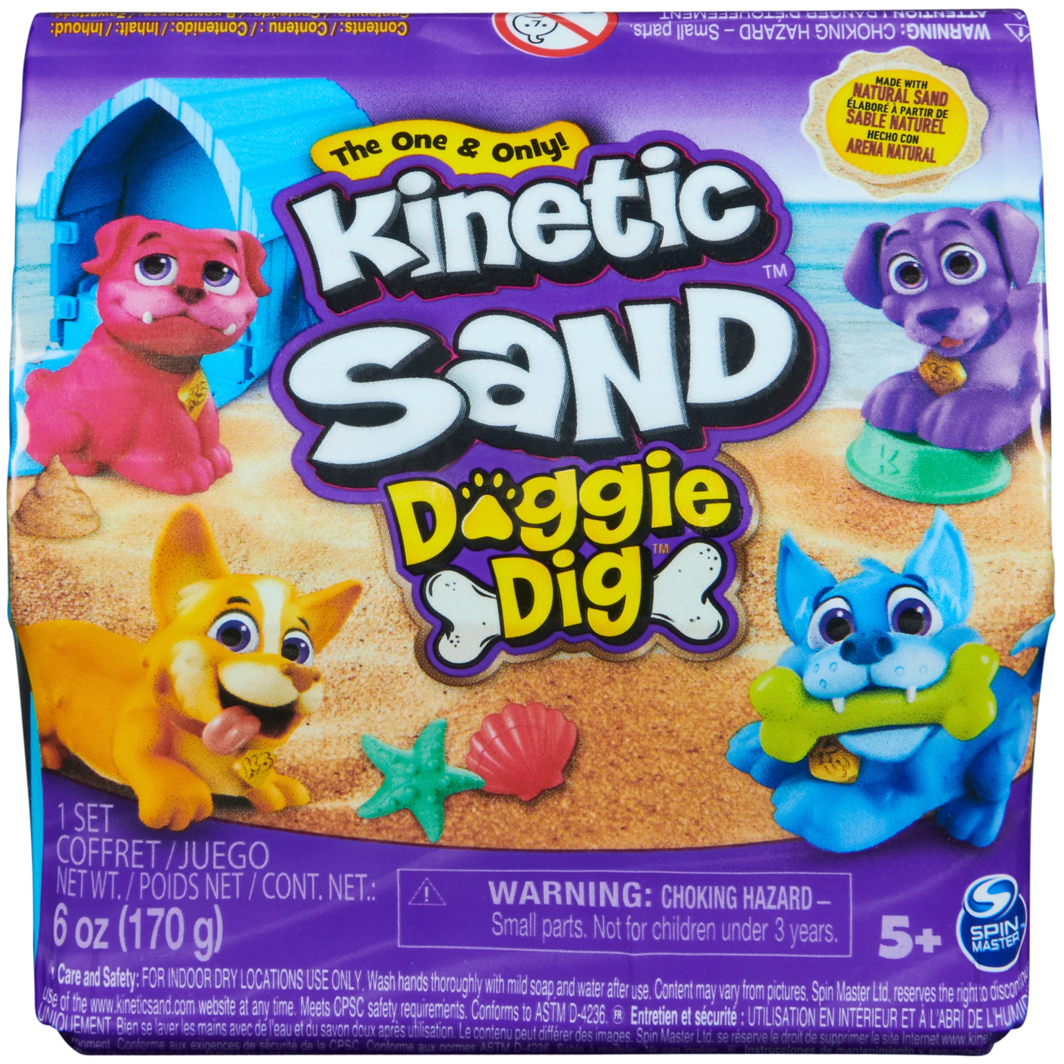 Kinetic Sand, Doggie Dig with Surprise Multipurpose Dog Tool, 6oz Beach Sand | Walmart (US)