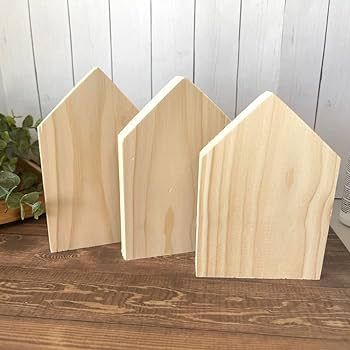 10 Pieces Unfinished House Shaped Wooden Cutouts Rustic Farmhouse Wooden Decorations Wooden Tiere... | Amazon (US)
