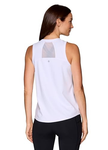 RBX Active Women's Workout Top with Breathable Mesh Panels, Quick Drying Gym Running Tank Top White M | Amazon (US)