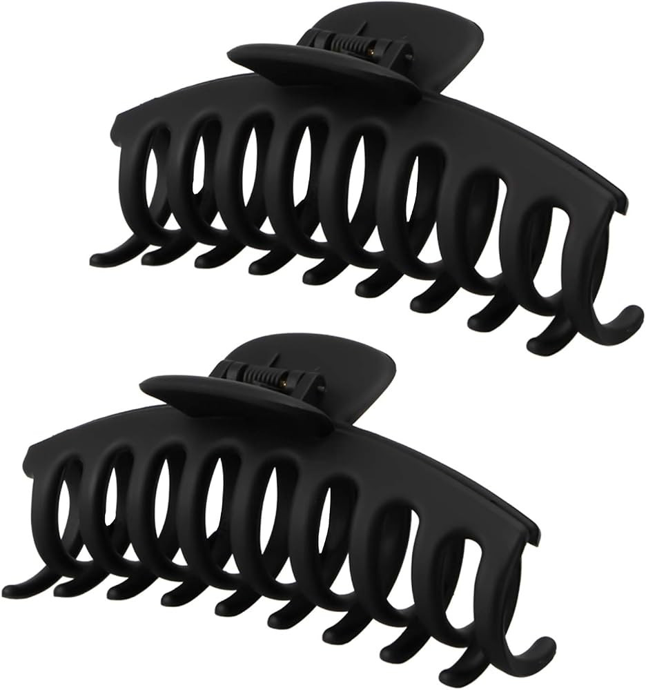 2PCS Black Hair Claw Clips, 4.3 inch Large Matte Black Hair Claws, Fashion Hair Barrettes for Wom... | Amazon (US)