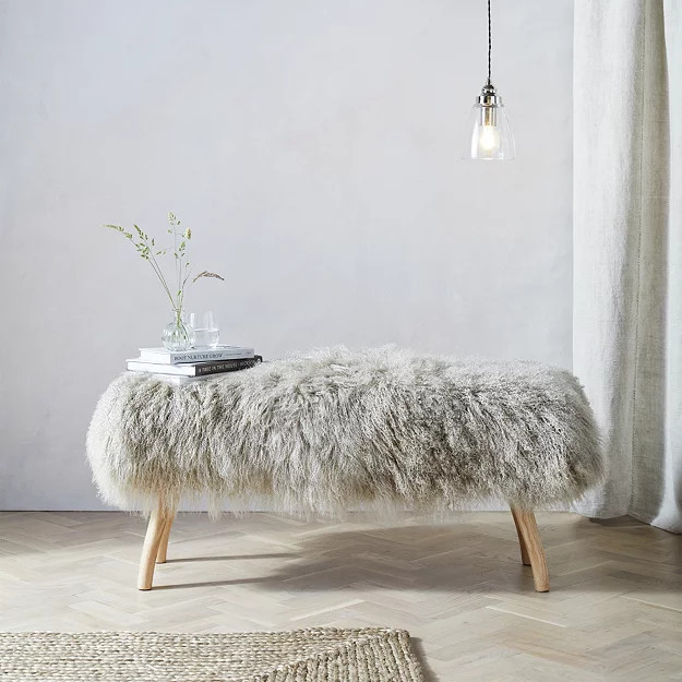 Tibetan Sheepskin Bench | The White Company (UK)