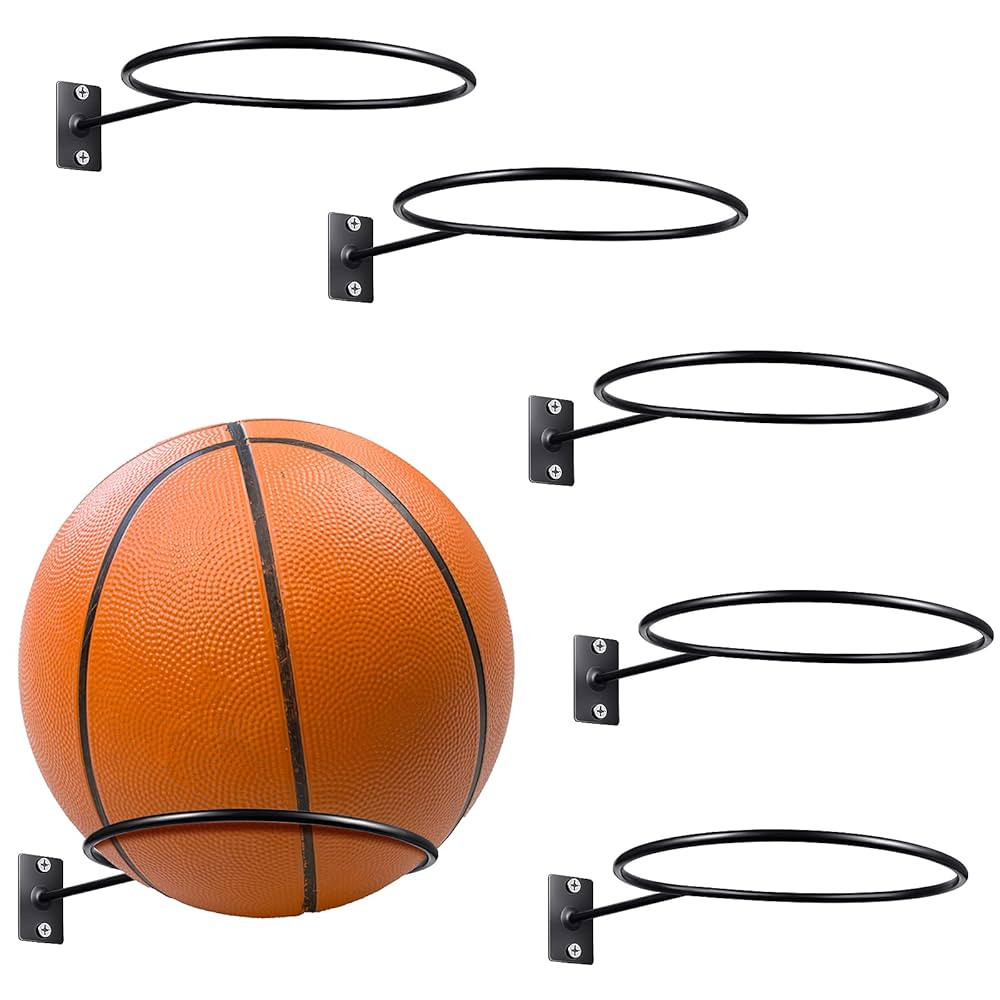 Threan Basketball Holder Wall Mmount Universal Ball Storage Display Rack Metal Black Ball Holder ... | Amazon (US)