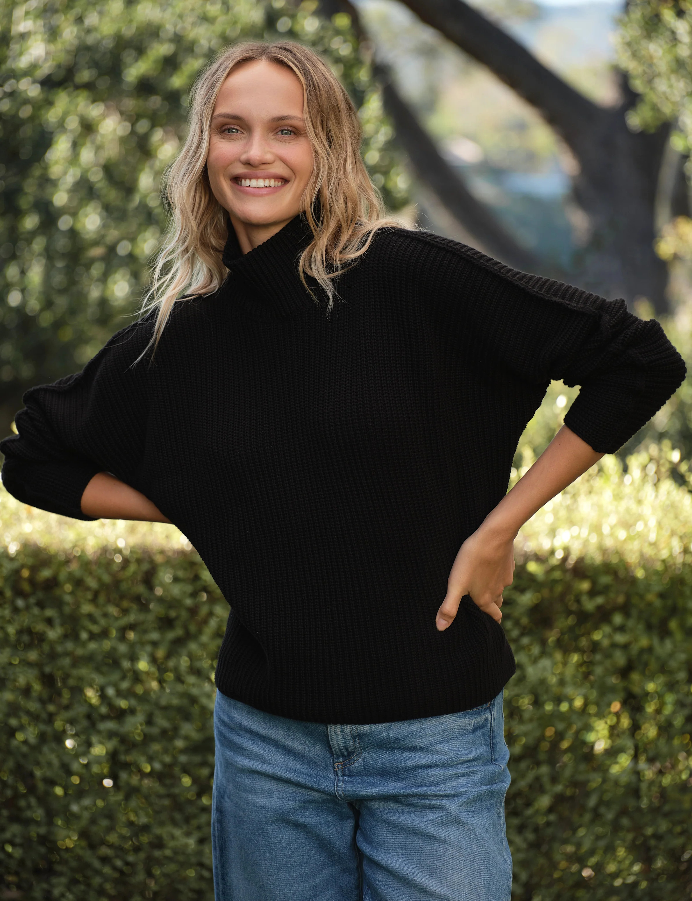 MONTECITO TURTLENECK Black, Pure Italian Cotton | Frank & Eileen