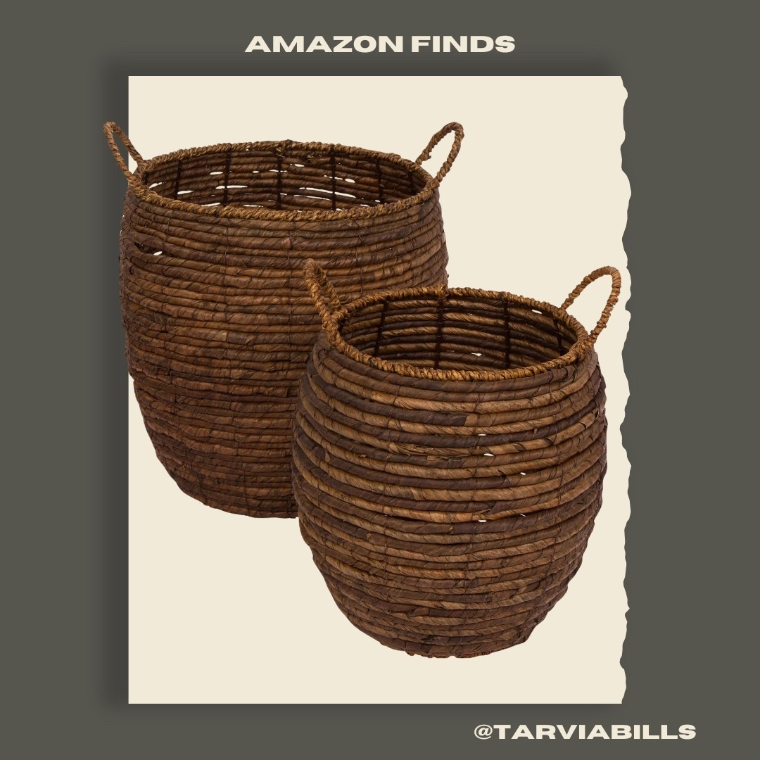 HOME FINDS - Woven Wicker
Decorative Storage Baskets with Handles - Set of 2

#amazon #neutral #homedecor 

#LTKHome #LTKFindsUnder50