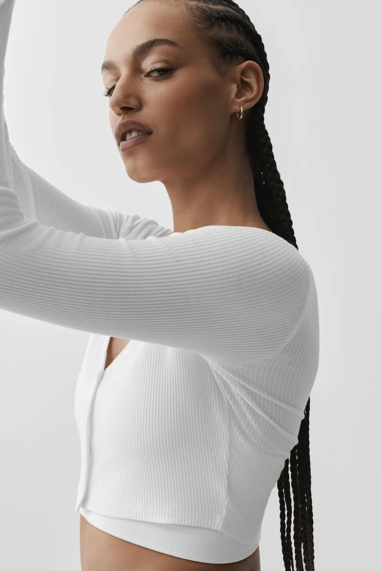 Ribbed Cropped Whisper Cardigan | Alo Yoga