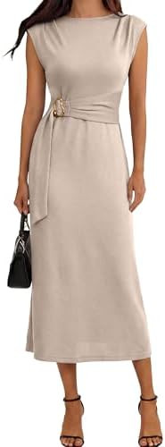 Simplee Womens Summer Casual Cap Sleeve Long Dress Crewneck Elegant Midi Dresses Wedding Guest Co... | Amazon (US)