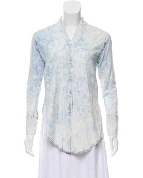 Helmut Lang Acid Wash Button Down Top Blue | The RealReal