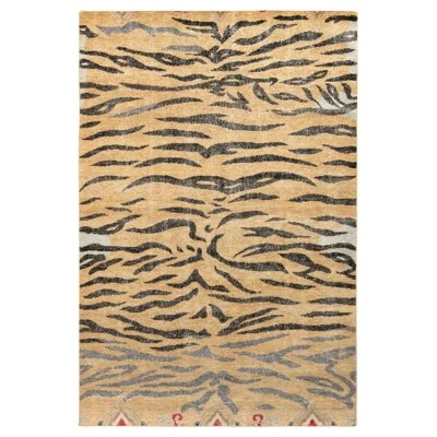 Rug & Kilim’S Distressed Tiger Rug In Black, Beige-Brown Tones With Pelt Pattern | Perigold