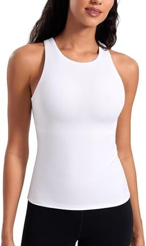 CRZ YOGA Butterluxe Workout Tank Tops for Women - Racerback Padded High Neck Yoga Athletic Shirt ... | Amazon (US)