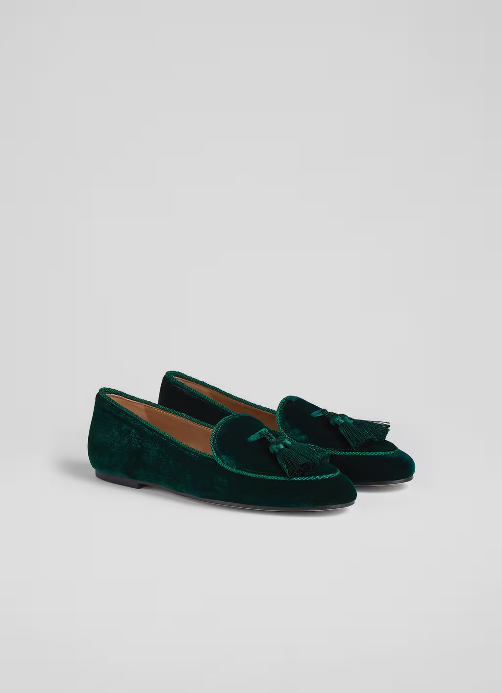 Liberty Green Velvet Tassel-Detail Slippers | L.K. Bennett (UK)