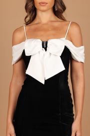 Satine Bow Mini Dress - Black | Petal & Pup (US)