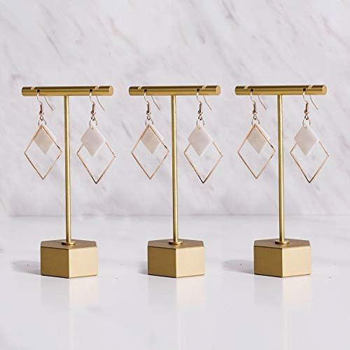 BanST Gold Metal 3pcs Earring T Stand Retail Display Holder for Show, T Bar Jewelry Organizer for... | Amazon (US)