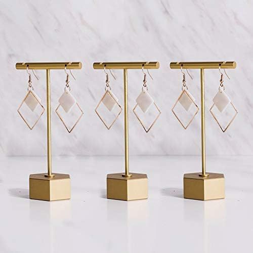 BanST Gold Metal 3pcs Earring T Stand Retail Display Holder for Show, T Bar Jewelry Organizer for... | Amazon (US)