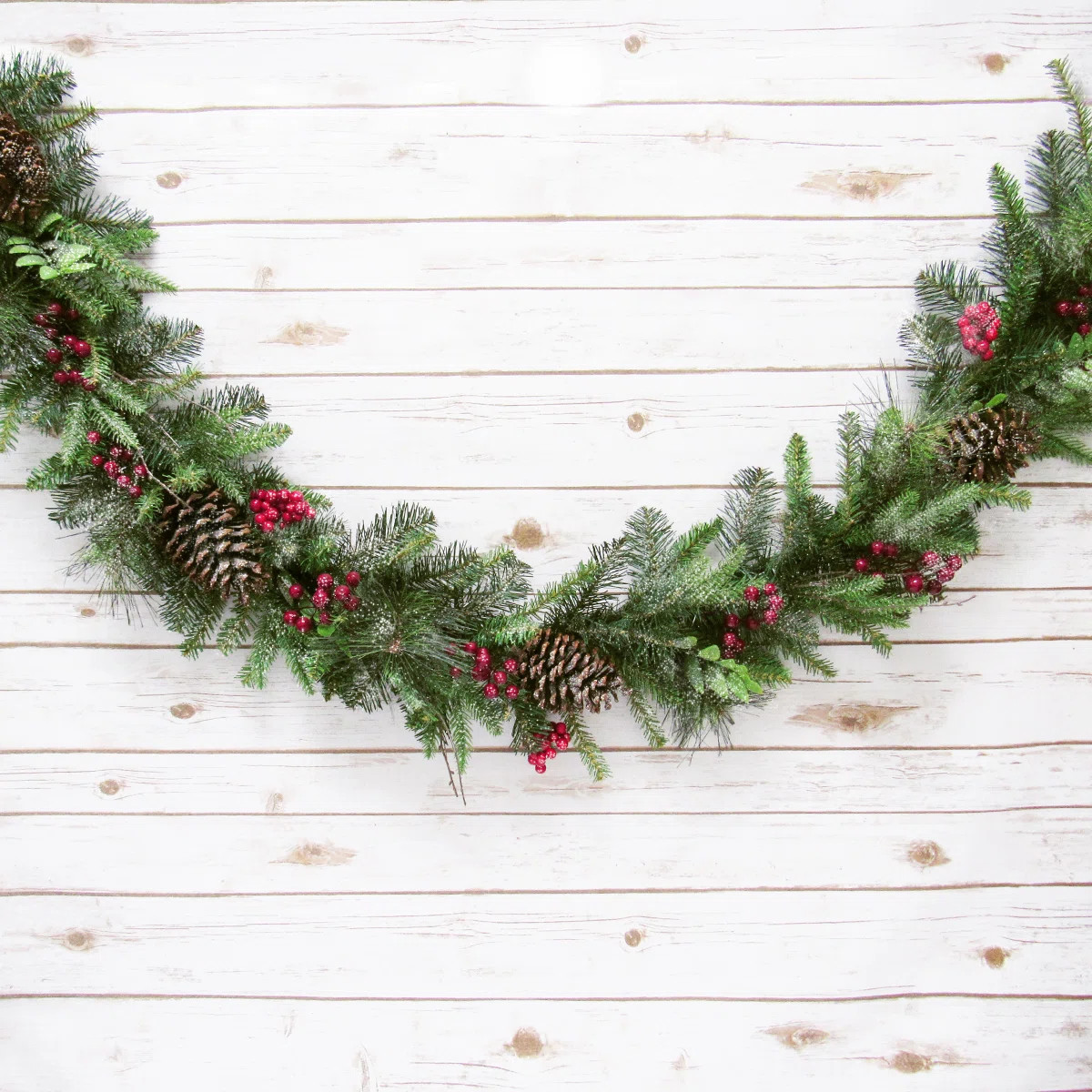 72" Artificial Mixed Frosted Berry Twig Pine Cone & Pine Christmas Garland | Wayfair North America