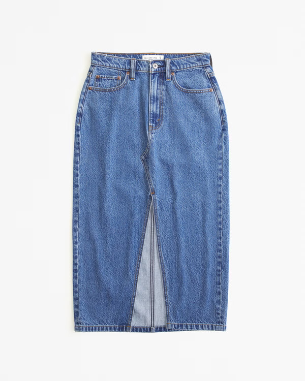 Denim Midi Skirt | Abercrombie & Fitch (US)