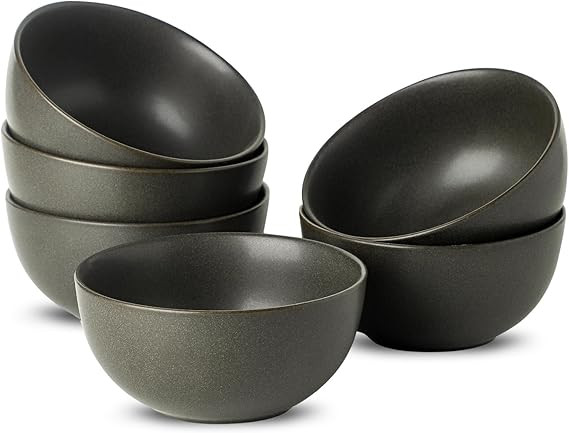 Stoneware Soup Bowls, 24 oz Cereal Bowls Set of 6 for Kitchen, Ceramic Bowls Set for Oatmeal, Des... | Amazon (US)