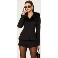 ASTR the Label | Stefani Faux Fur Trim Jacket in Black | Size XS | ASTR The Label (US)