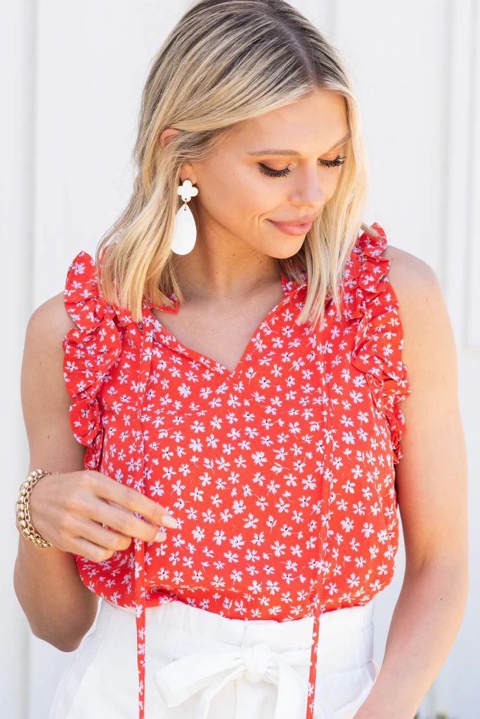 In This Light Red Ditsy Floral Tank | The Mint Julep Boutique