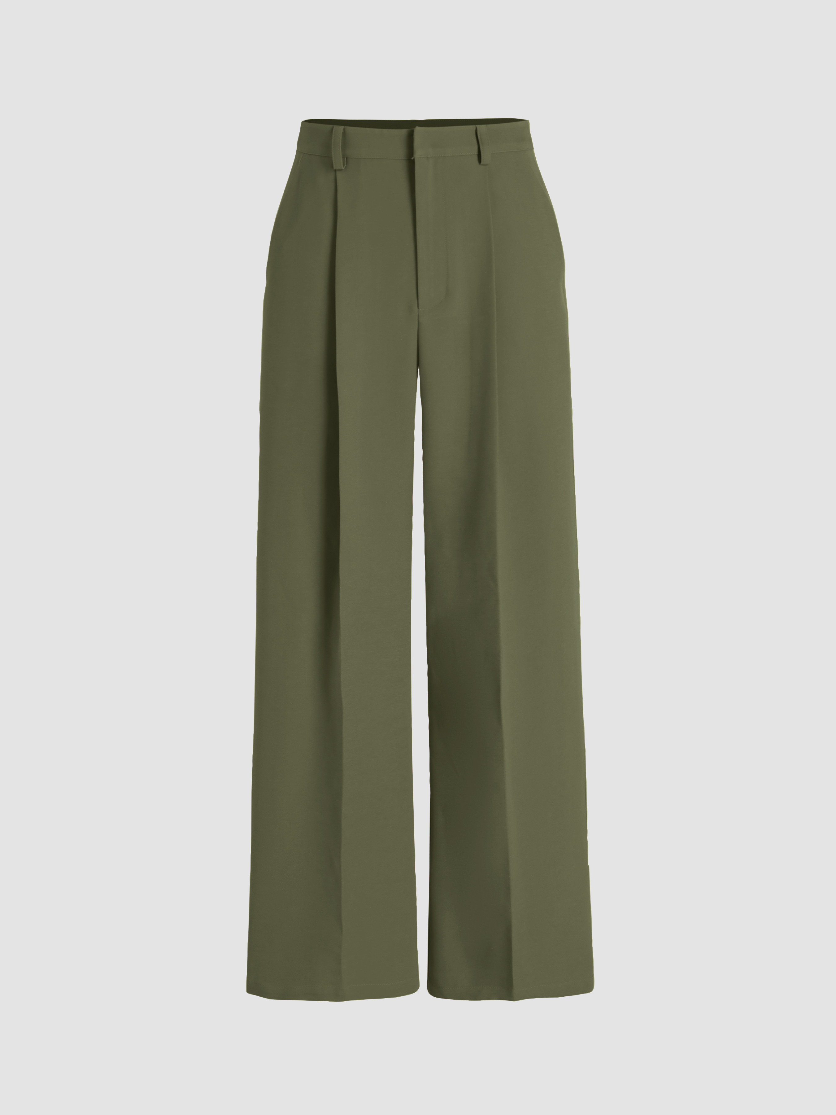 Mid Rise Solid Pocket Straight Leg Trousers | Cider