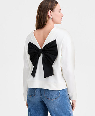 On 34th Women's Long-Sleeve Bow-Back Sweatshirt, Macy's Exclusive - Macy's | Macy's