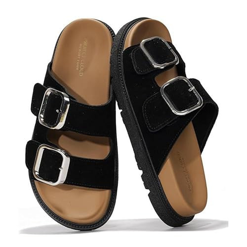 Project Cloud Platform Summer Sandals for Women 2026 - Comfortable and Adjustable Straps Summer Slides with Memory Foam Insole - Non-Slip Casual Womens Sandals (Sharl-2, BLKSDE,7.5M) | Amazon (US)