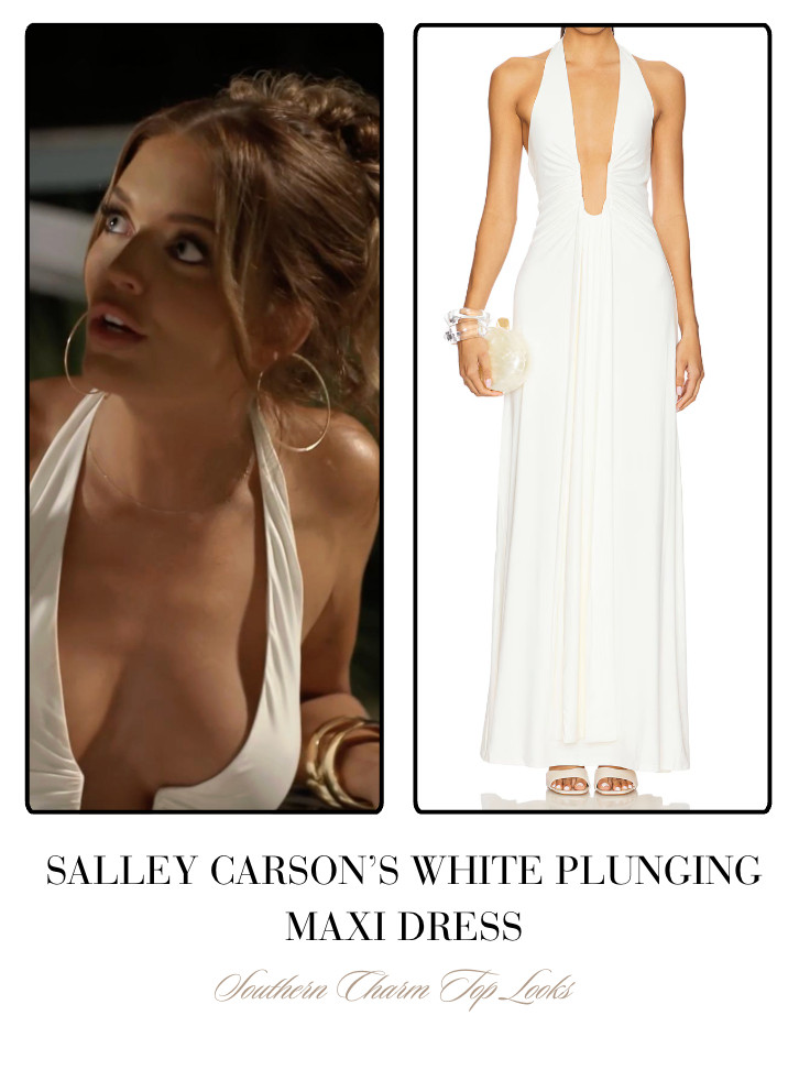 Salley Carson's White Plunging Maxi Dress  

 